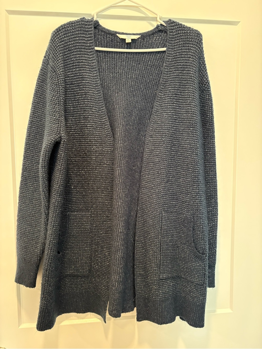 Cozy Open-Front Hooded Cardigan Sweater - Blue